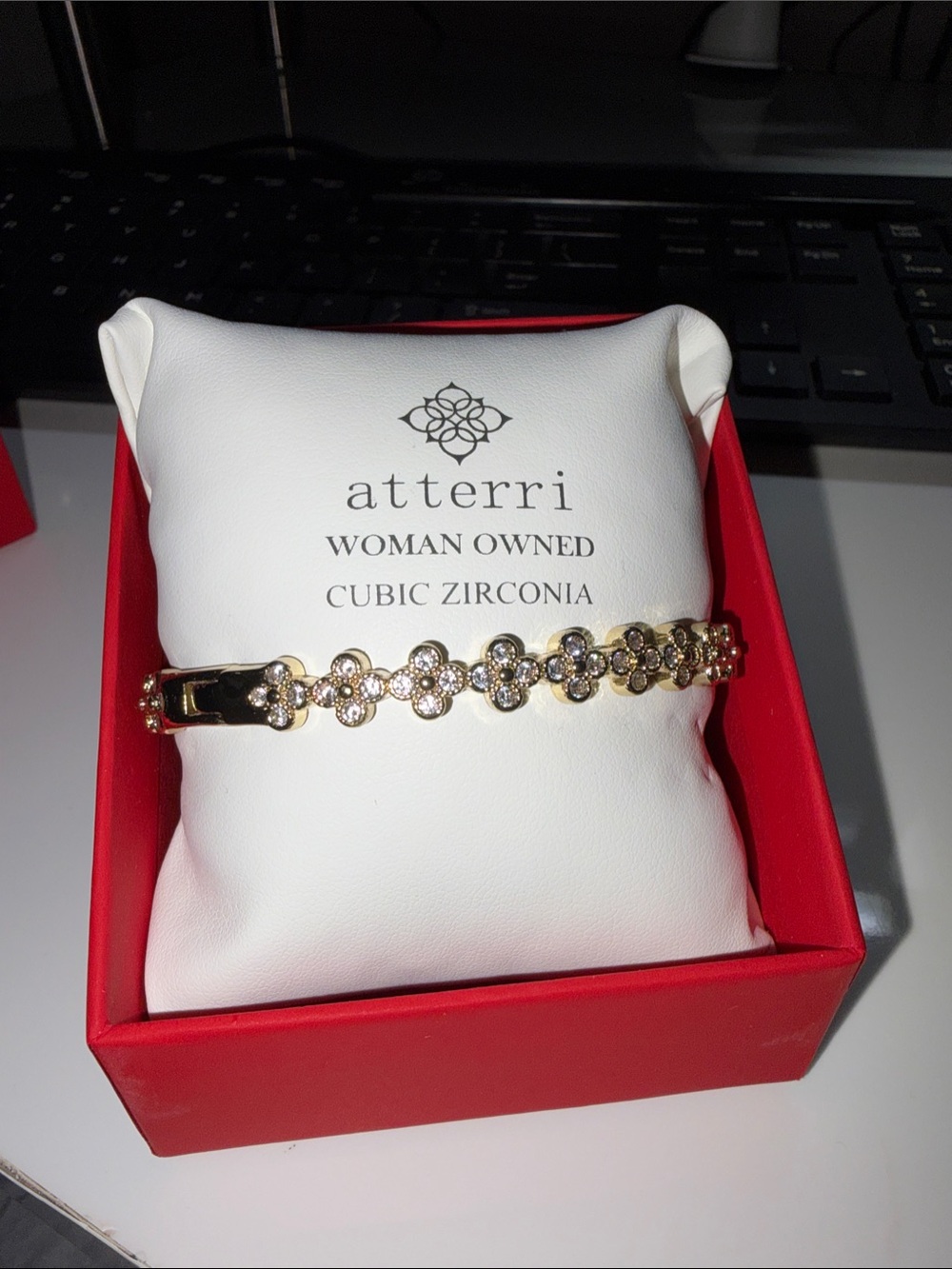 Gold Floral Cubic Zirconia Bracelet